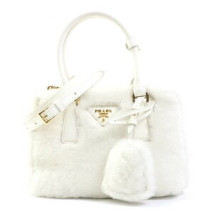 Prada crossbody shoulder bag fur leather white